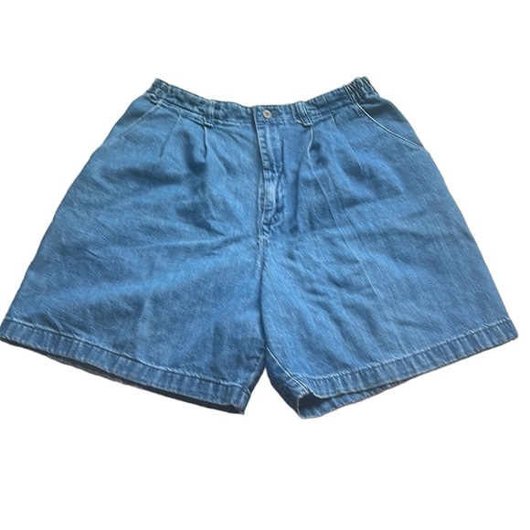 Lee Pants - Vintage Lee 100% Cotton Super Highrise Pleated Denim Bermuda Short Sz14VTG=8-10